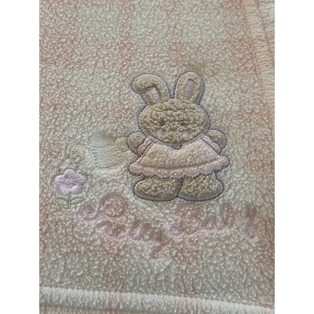 Vintage Simply Basic Pink White Plaid Fleece Pretty Baby Rabbit Security Blanket